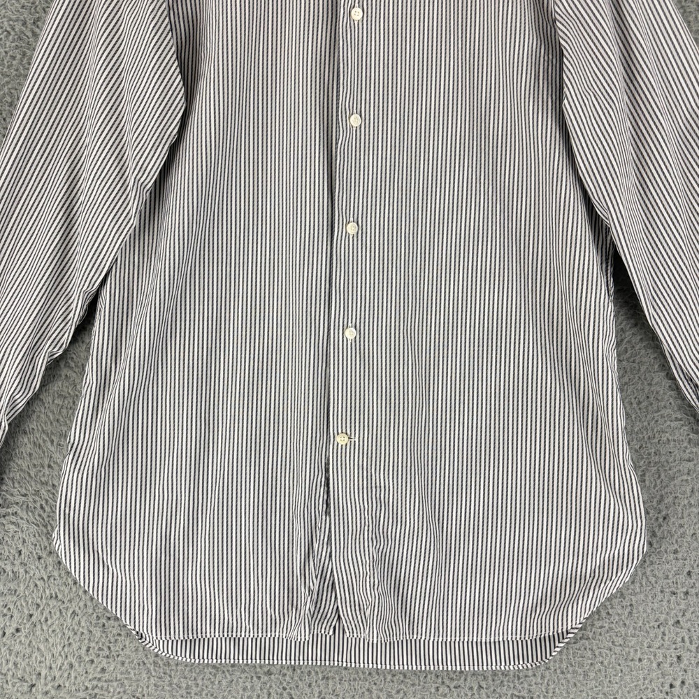 Ermenegildo Zegna Dress Shirt Mens Medium Gray White Stripe Slim Fit Button Down - Picture 4 of 16
